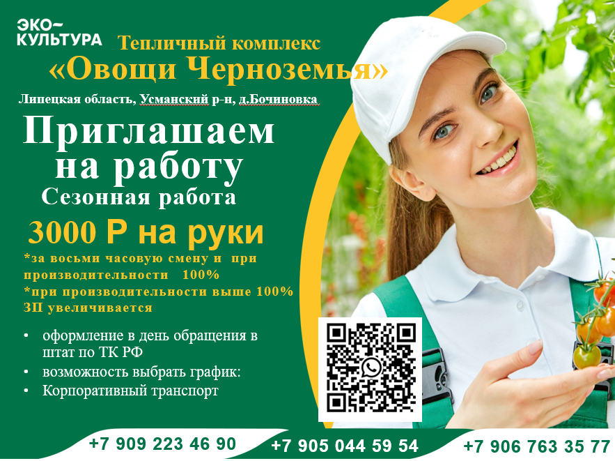Приглашаем на сезонную работу!
